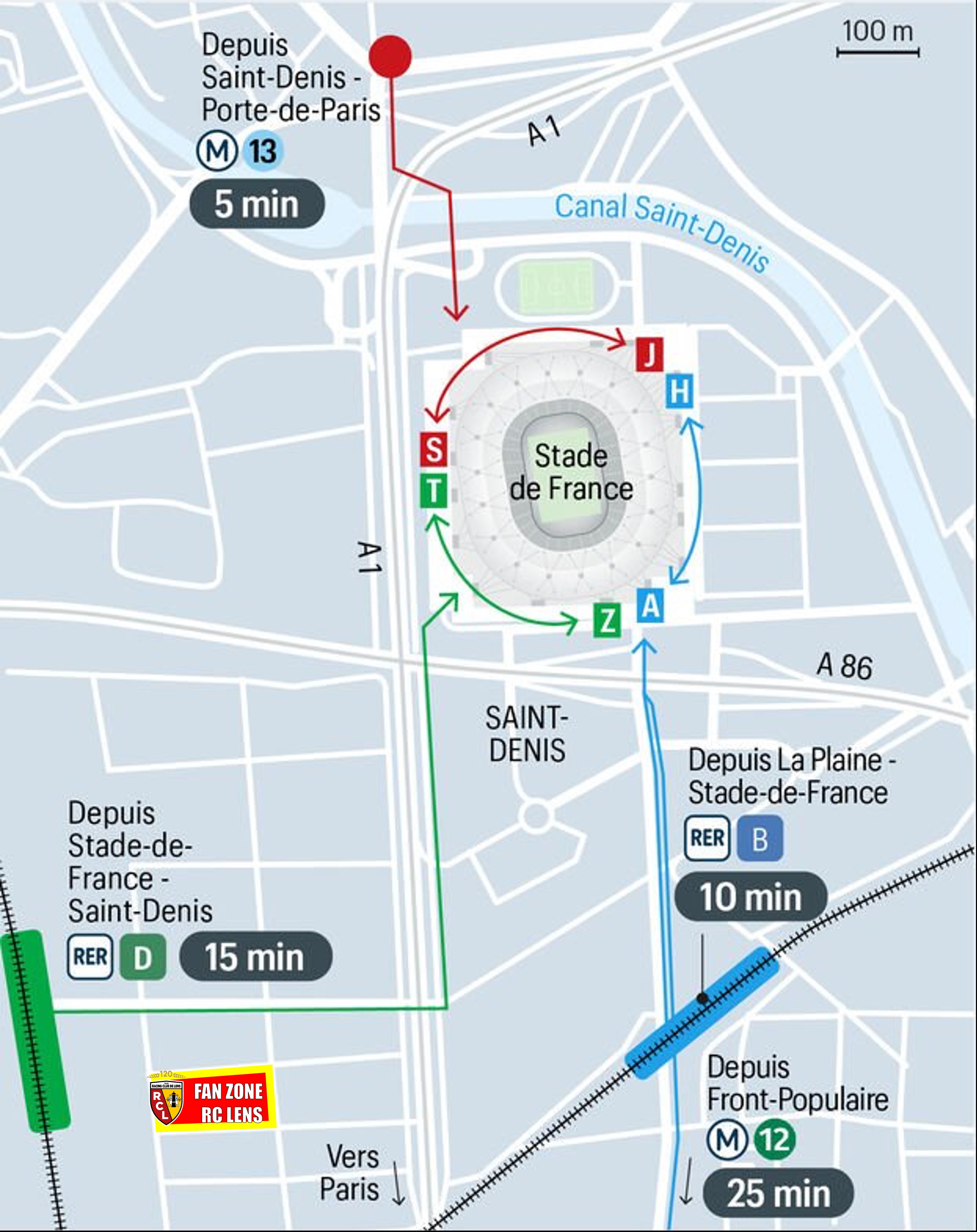 Plan accès piéton et FanZone